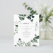 Budget Botanical Green Foliage Menu Mariage (Debout devant)