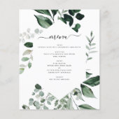 Budget Botanical Greenery Foliage Wedding Menu (Voorkant)