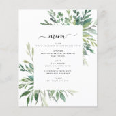 Budget Botanical Greenery Foliage Wedding Menu (Voorkant)