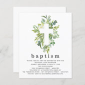 Budget Botanique Feuilles Cross Baptism Invitation (Devant / Derrière)