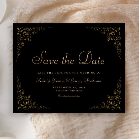 Budget Botanisch Frame Zwart Goud Save the Date