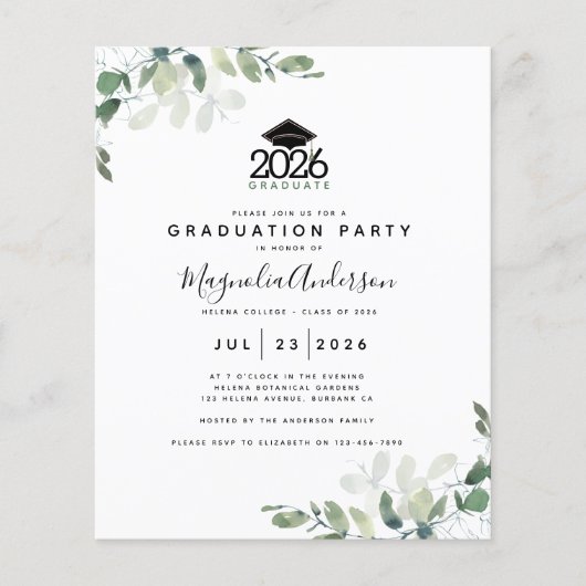 BUDGET Botanische Fotogradustrie Uitnodiging (Voorkant)