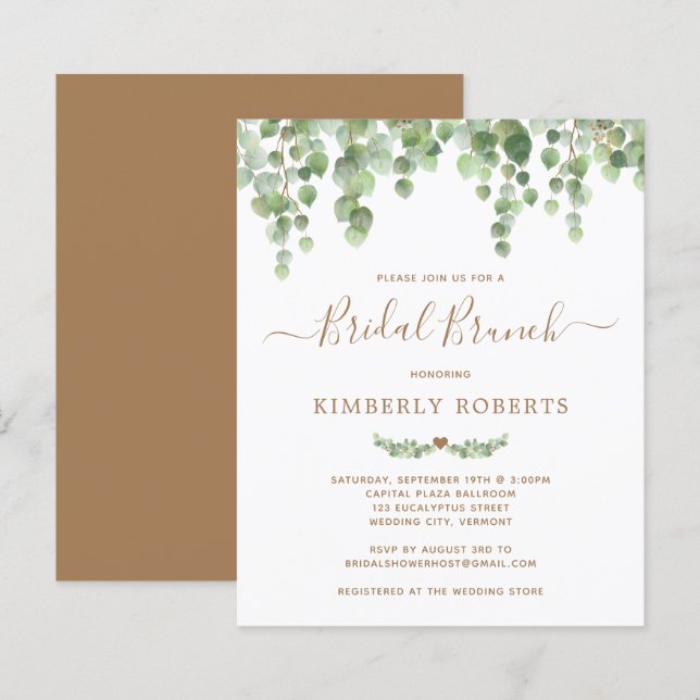 Budget Botanische Greenery Bridal Shower (Voorkant / Achterkant)