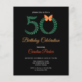 Budget Botanische groen 50e verjaardag uitnodiging (Voorkant)