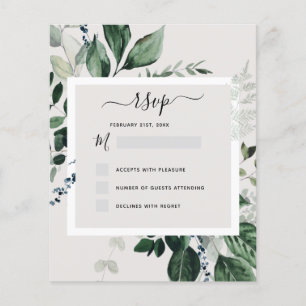 Budget Botanische Groene RSVP Uitnodiging Flyer