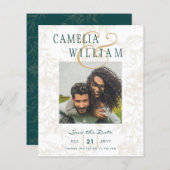 BUDGET BOTANISCHE TURKOOIS GOUD Trouwwens Kaartje (Voorkant / Achterkant)