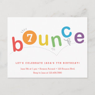 Budget Bounce Kids Leeftijd Verjaardagsfeestje Uitnodiging Briefkaart