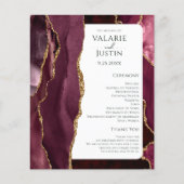 Budget Bourgogne Agate Gold Glitter Weddenprogramm (Voorkant)