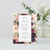 Budget Bourgogne & Blush Floral Weddenschap op Roz (Staand voorkant)
