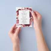 Budget Bourgogne & Blush Pink 8B Wedding Ceremony Flyer (Hand)