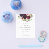 Budget Bourgogne & Blush Pink Floral Save the Date Flyer (Enkel)