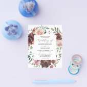 Budget Bourgogne & Dusty Pink Floral 5 bruiloft Flyer (Enkel)