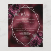 Budget Bourgogne Floral Argent Menu Mariage (Devant)