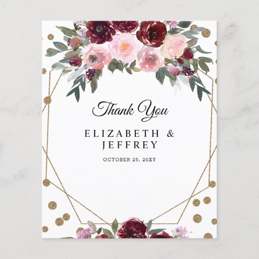 Budget Bourgogne Glitter Geometric Dank u (Voorkant)