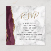 Budget Bourgogne Gold Agate Marble QR Code RSVP Informatiekaartje (Voorkant)