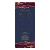 Budget Bourgogne Gold Agate Navy Wedding Programme Reclamekaart (Achterkant)