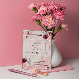 Budget Bourgogne Gold en Blush Pink Floral Wedding Save The Date