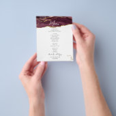 Budget Bourgogne Gold Glitter Marble Wedding Menu (Hand)