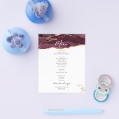 Budget Bourgogne Gold Glitter Marble Wedding Menu (Enkel)