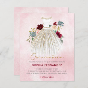 Budget Bourgogne gouden glitter Jurk Quinceañera