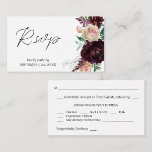 Budget Bourgogne & Light Pink Floral 2SMb Meal RSV Informatiekaartje