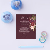 Budget Bourgogne Marsala & Pink Floral Menu - Burg (Enkel)