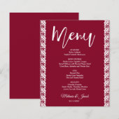 Budget Bourgogne Rood Elegant Bruiloft Menu (Voorkant / Achterkant)