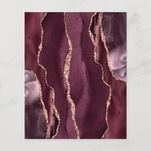 Budget Bourgogne Rose Gold Agate Dark Mariage Menu (Dos)
