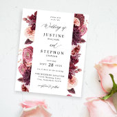 Budget Bourgogne & Roze Floral 8B bruiloft Flyer