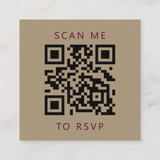 Budget Bourgogne Script Gold Wedding QR Code RSVP Informatiekaartje (Achterkant)