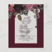 Budget Bourgondië Blush Bloemen Bruiloft Uitnodigi (Achterkant)
