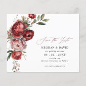 Budget Bourgondië Blush Bloemen Save the Date (Voorkant)