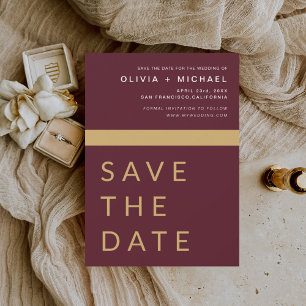 Budget Bourgondië Goud Save the Date Elegant