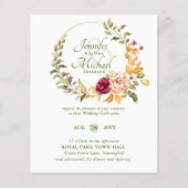 BUDGET Bourgondië Perzik Bloemige Trouw Uitnodigin (Voorkant)