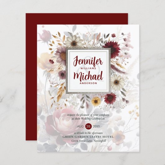 BUDGET Bourgondiërge Gele Bloemen (Voorkant / Achterkant)