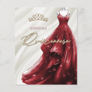 Budget Bourgondische rode jurk Quinceañera uitnodi