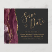 Budget Bourgundy Gold Agate Dark Save the Date (Voorkant)