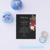 Budget Bourgundy Marsala & Pink Floral Menu - Zwar (Enkel)