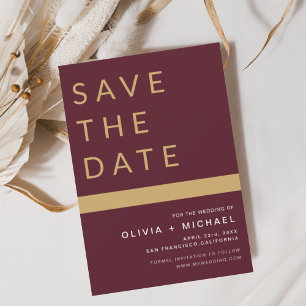 Budget Bourgundy Save the Date Elegant Gold