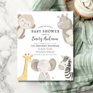 Budget Boys Safari Animals Baby shower Uitnodiging Flyer