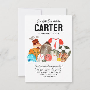 Budget Boys Sport Ballen All Star Kids Verjaardag Notitiekaartje