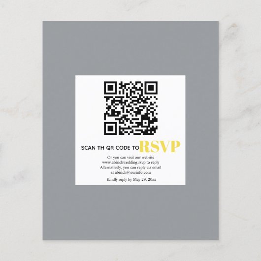 BUDGET Branch, bloemen QR code bruiloft uitnodigin (Achterkant)