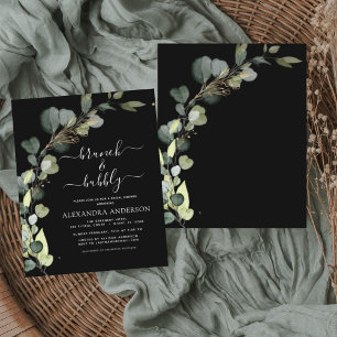 Budget Bridal Brunch & Bubbly Black Uitnodiging Flyer