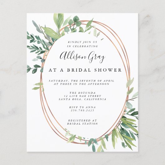 Budget Bridal Shower Invitation Flyer (Voorkant)