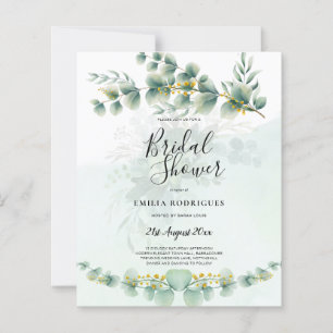 Budget Bridal Shower Invitations Greenery Leaves