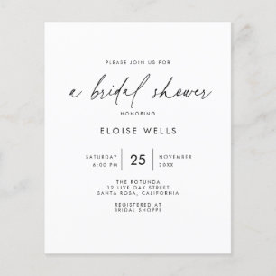 Budget Bridal Shower Uitnodiging Flyer