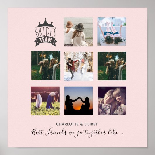 BUDGET Bridesmaid Gifts PHOTO COLLAGE Quottes BFF Poster (Voorkant)