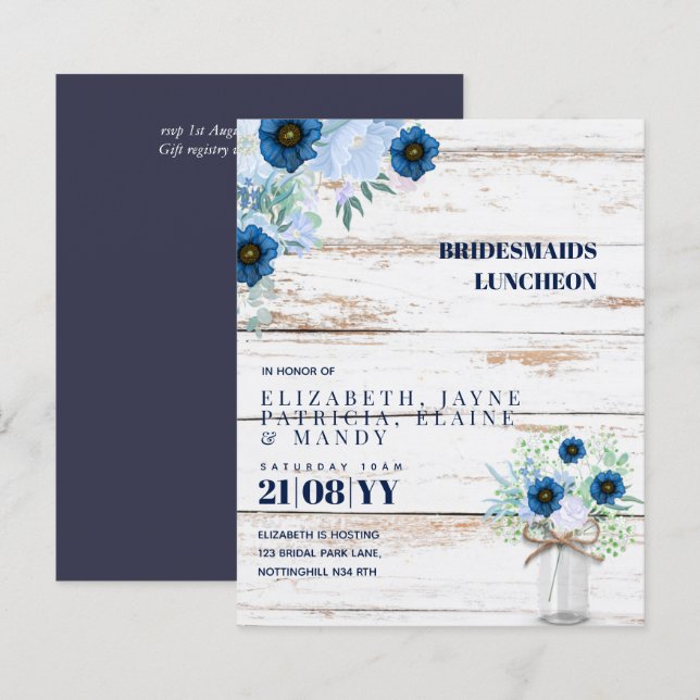 BUDGET Bridesmaids Luncheon Brunch Lunch Floral (Voorkant / Achterkant)