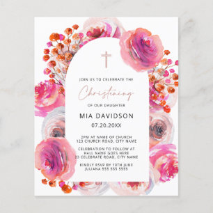 Budget Bright Waterverf Floral Arch Christening Flyer