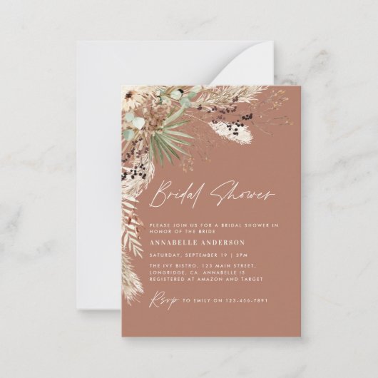 budget Brive douche pampas herbe boho invitation (Devant)